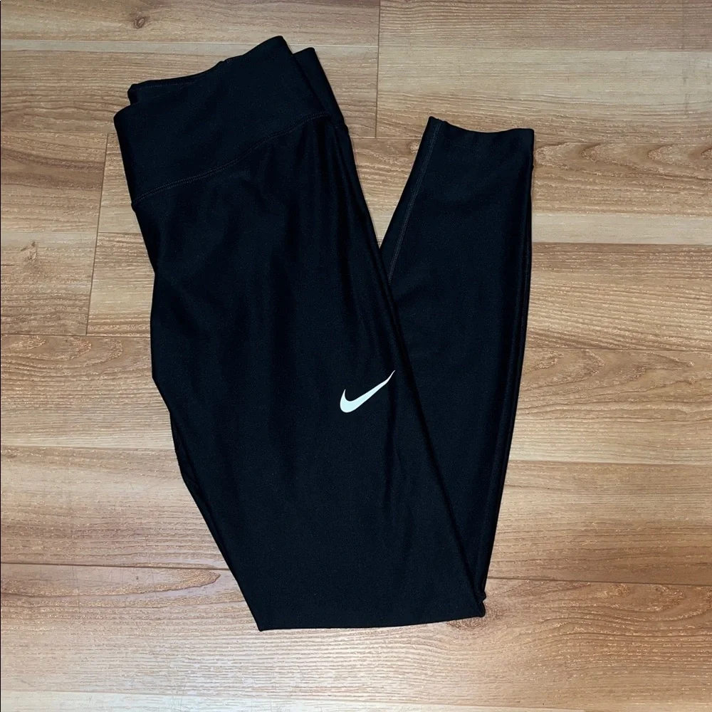 Nike Black Leggings with White Swoosh - Picture 2 of 5